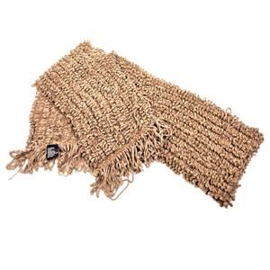 Soft Acrylic Fringed Scarf Tan Brown Soft Loop Made In Taiwan 56”x7"